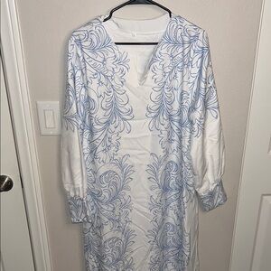 Elegant Blue and White Women's Dress